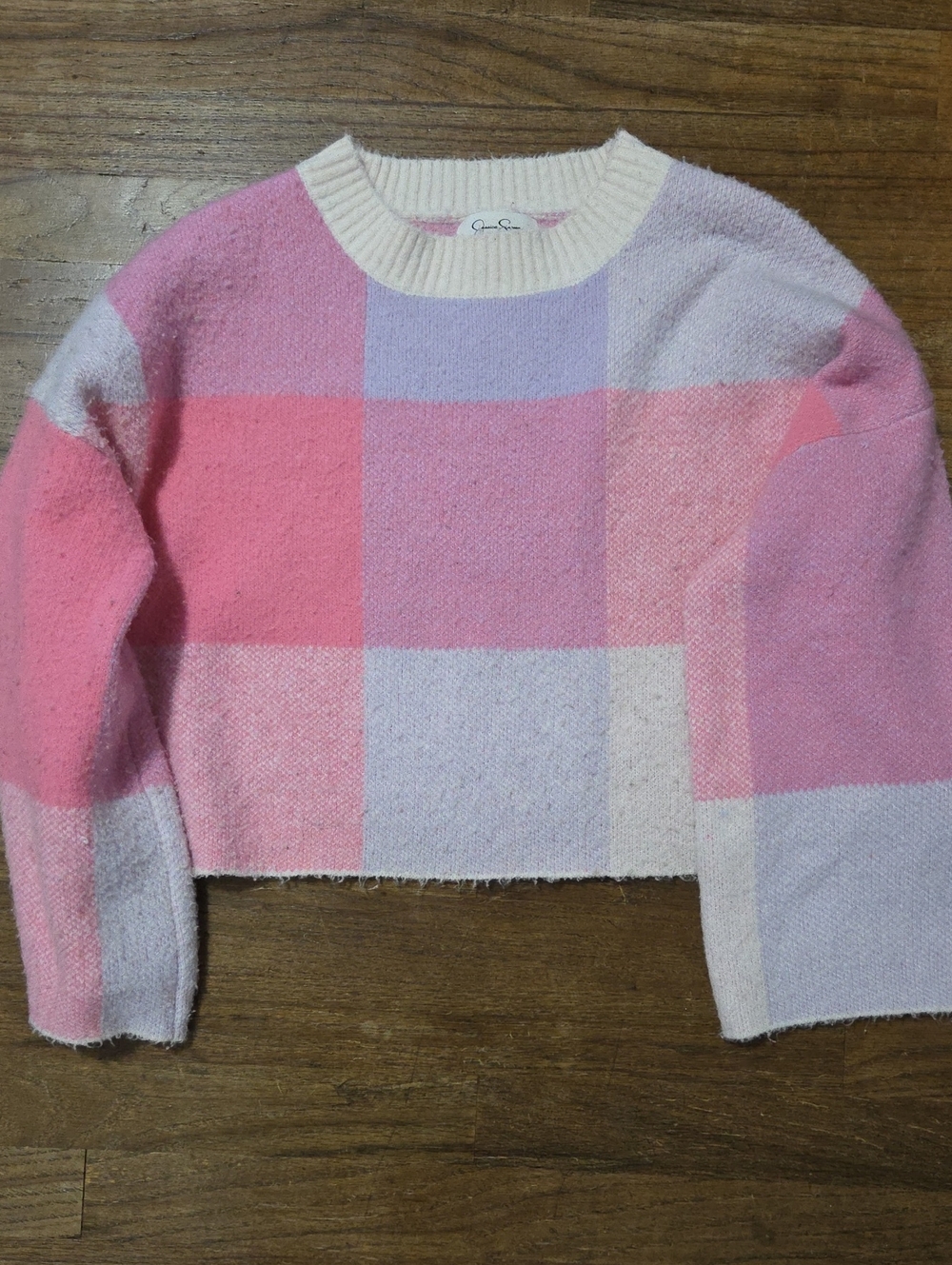 Jessica Simpson Block-Pattern Crewneck Sweater